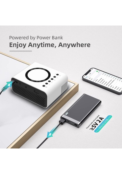 Wifi Mini Projektör YT300 LED Projektör 320X240 Taşınabilir Ev Sineması USB Kablosuz Sync Ekran Desteklenen 1080P-ABD Tak A (Yurt Dışından)