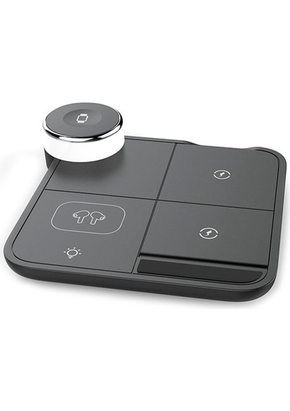 Özellikli Cihazlar Için Kullanışlı 4'ü 1 Arada Hızlı Kablosuz Şarj Ünitesi Kulaklıklar LED Işıklı Kablosuz Şarj Cihazı, Siyah (Yurt Dışından) fırsatları