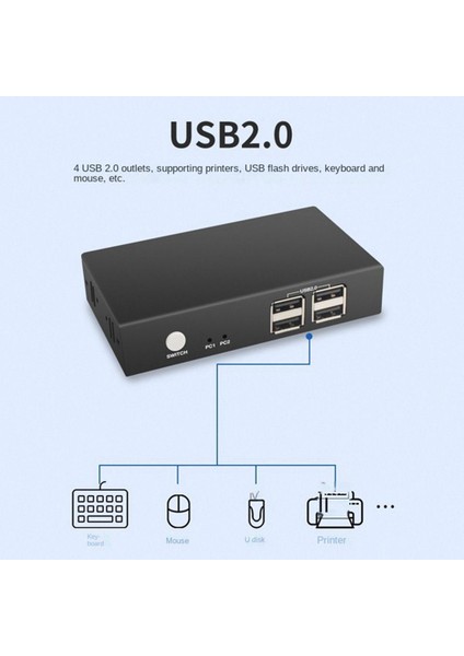 4K Kvm Switcher 2 Bağlantı Noktalı 2'si 1 Arada Hd 1080P Video Switcher Monitör Usb2.0 Sharer Hub Adaptörü Dönüştürücü (Yurt Dışından) fırsatları