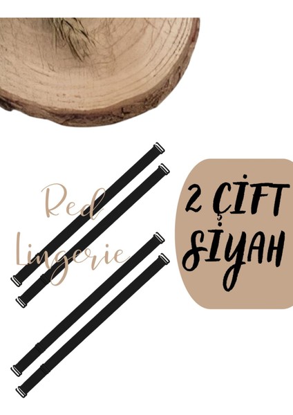 Metal Uçlu Siyah Sütyen Askısı 2'li Paket (Çift)