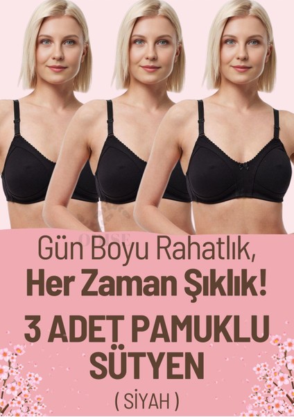 Telsiz Süngersiz Kapsız Penye Toparlayıcı Sütyen 3'lü Paket (Büyük Beden Mevcuttur)