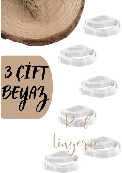Metal Uçlu Beyaz Sütyen Askısı 3'lü Paket (Çift)