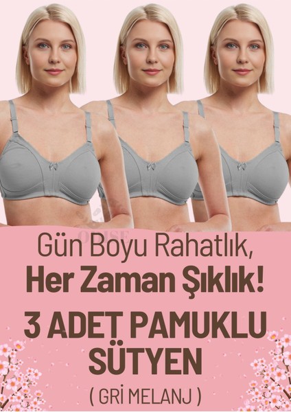 Telsiz Süngersiz Kapsız Penye Toparlayıcı Sütyen 3'lü Paket (Büyük Beden Mevcuttur)