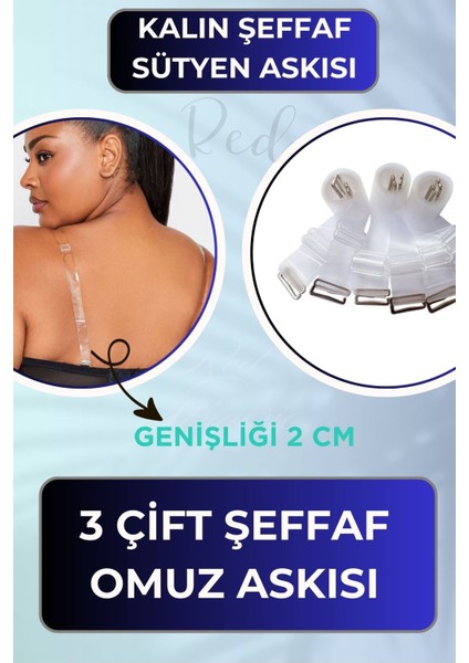 Toparlayıcı Sütyenler Ile Uyumlu Kalın Şeffaf Omuz Askısı ( 3 Çift)