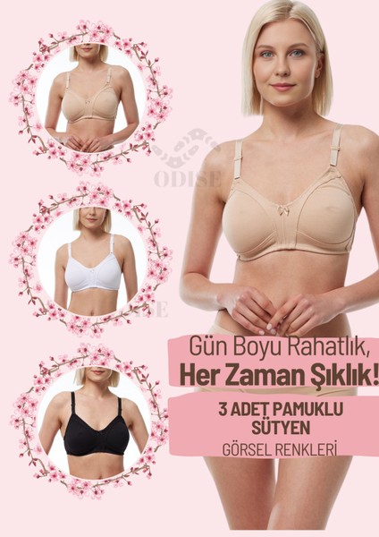 Telsiz Süngersiz Kapsız Penye Toparlayıcı Sütyen 3'lü Paket (Büyük Beden Mevcuttur)