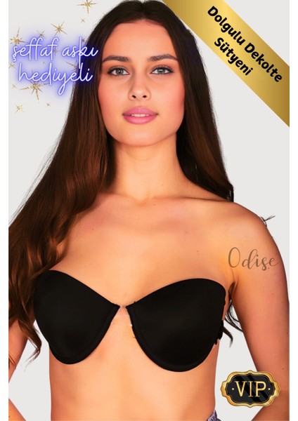 Sırtı Şeffaf Destekli-Dolgulu Sütyen Abiye Kıyafet Sütyeni (Düğün, Nişan, Kına Için Uygundur)