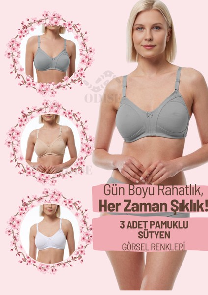 Telsiz Süngersiz Kapsız Penye Toparlayıcı Sütyen 3'lü Paket (Büyük Beden Mevcuttur)