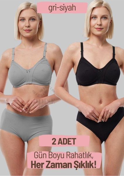 Telsiz Süngersiz Kapsız Penye Toparlayıcı Sütyen 2'li Paket (Büyük Beden Mevcuttur)