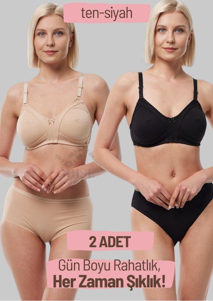 Telsiz Süngersiz Kapsız Penye Toparlayıcı Sütyen 2'li Paket (Büyük Beden Mevcuttur)