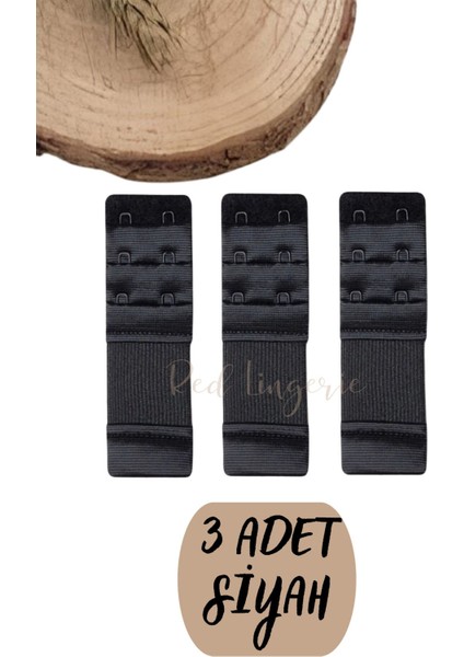 (3 Adet) Kadın 2’li Kanca Siyah Lastikli Sütyen Uzatma Kopçası Agraf/ek Aparatı Seti