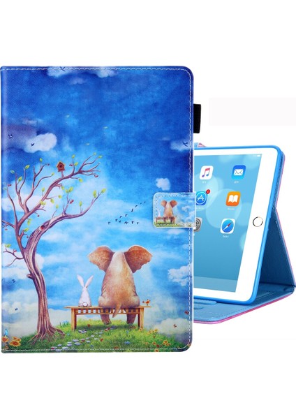 iPad 10.2 Için 2021/2020/2019 Renkli Çizim Desen Yatay Çevirme Deri Kılıf Tutucu ve Kart Yuvaları ve Fotoğraf Çerçevesi (Yurt Dışından)