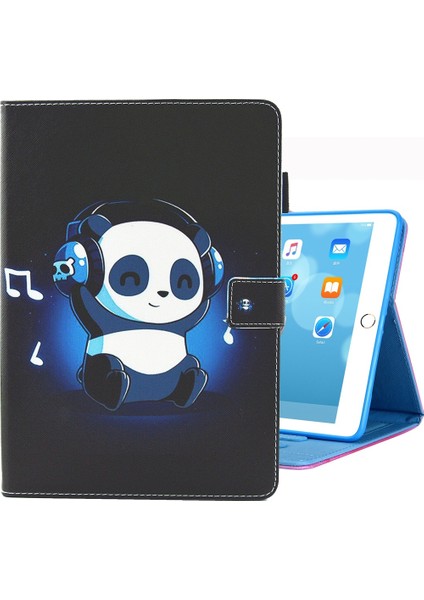 iPad 10.2 Için 2021/2020/2019 Renkli Çizim Desen Yatay Çevirme Deri Kılıf Tutucu ve Kart Yuvaları ve Fotoğraf Çerçevesi (Yurt Dışından)