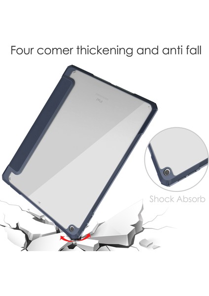 iPad 10.2 2021 / 2020 / 2019 Için Şeffaf Akrilik+Tpu+Pu Kılıf (Yurt Dışından)