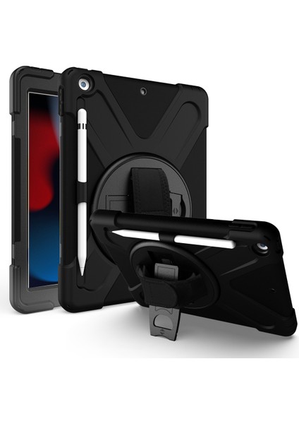 iPad 10.2 2021/2020/2019 Için Silikon + Tutuculu Pc Kılıfı (Yurt Dışından)