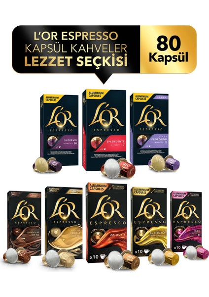 Nespresso Uyumlu Kapsül Kahve Lezzet Seçkisi 80 Adet