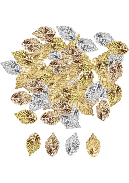 100X Çok Metal Yaprağı Takılar Saç Aksesuarları Giyim Şapkası Kolye 1.8CMX1CM Çok (Yurt Dışından)