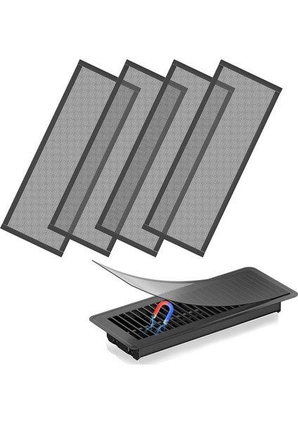 Zemin Havalandırma Kapakları, 4X12IN Manyetik Havalandırma Kapakları Mesh Screen Havalandırma Filtresi, Zemin Kayıt Havalandırma Kapakları Ev Zemini, C (Yurt Dışından)