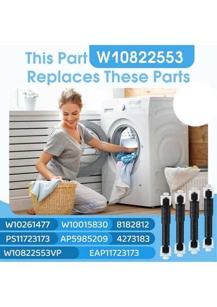 W10822553 8182812 Whirlpool Maytag Amana Kenmore Kitchenaid Çamaşır Makinesi Için 4'lü Paket Çamaşır Makinesi Amortisörü (Yurt Dışından) fırsatları