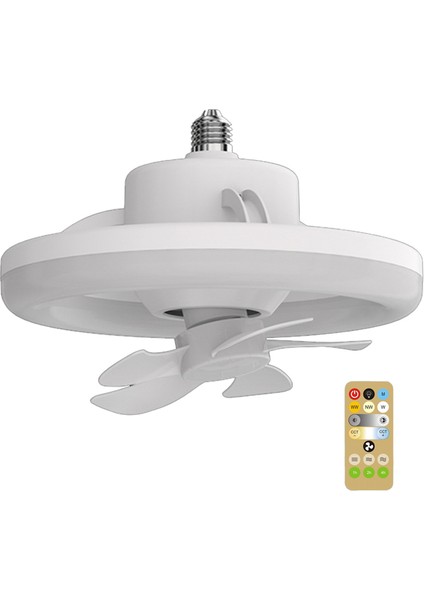 360 ° Dönebilen Tavan Vantilatörü Işığı E27 Uzaktan Kumandalı Akıllı Vantilatör LED Vantilatör Işığı Oturma Odası Yatak Odası Üst 48W (Yurt Dışından)