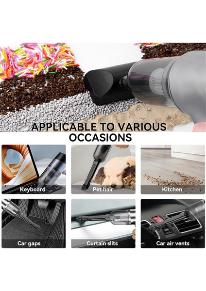 Mini El Tipi Elektrikli Süpürge Araba El Tipi Kablosuz 3'ü 1 Arada Basınçlı Hava Çok Fonksiyonlu Fırçasız Motor 12KPA Yüksek Güç (Yurt Dışından)
