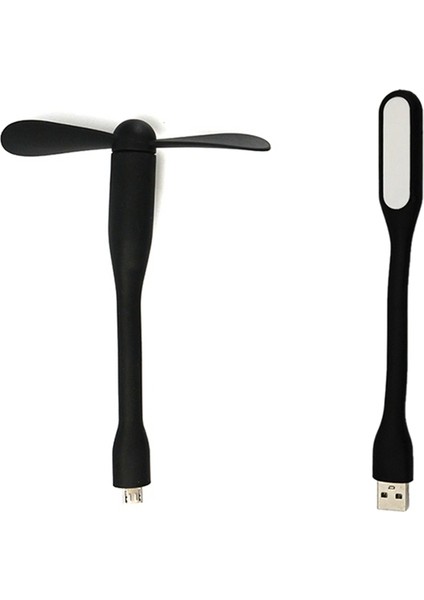 Çok Işlevli USB Mini Masaüstü Mini Fan Evrensel USB Işık Enerji Tasarruflu Taşınabilir LED Işık, Siyah (Yurt Dışından)