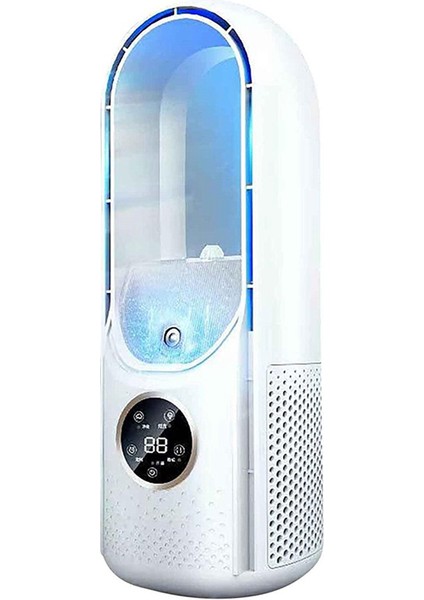 Elektrikli USB Çok Fonksiyonlu Yapraksız Fan Ev Masaüstü Nemlendirme Fanı Zamanlama Klima Fanı (Yurt Dışından)