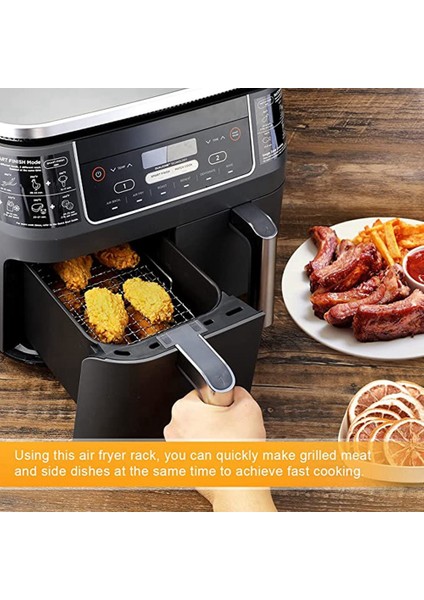 Ninja Dual Air Fryer Için Air Fryer Rafı 304 Paslanmaz Çelik Çok Katmanlı Kurutma Rafı Tost Rafı Air Fryer Aksesuarları (Yurt Dışından)
