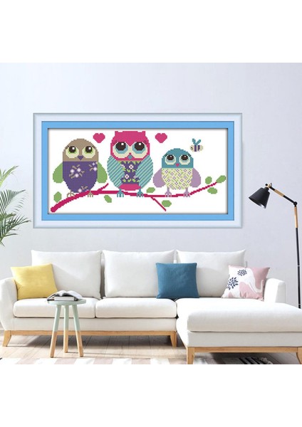 Modern Çapraz Ş Hayvanlar Baykuş Desenleri Boyama El Yapımı 48X24CM 11CT (Yurt Dışından)