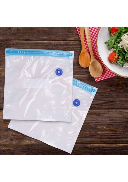 Sous Vide Poşetleri 15'li Paket Tekrar Kullanılabilir Elektrikli Vakumlu Gıda Saklama Kabı 1 El Pompası, 2 Boyutlu Mühürlü Poşet, 4 Klipsli (Yurt Dışından)