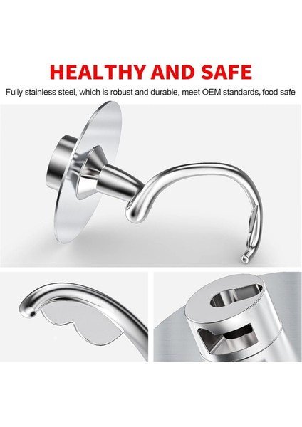 Kitchenaid Stand Mikseri Için Paslanmaz Çelik Spiral Hamur Kancası, Eğimli Kafa Stand Mikserleri Için 4,5-5 Qt Karıştırma Kabına Uygun (Yurt Dışından) fiyatları