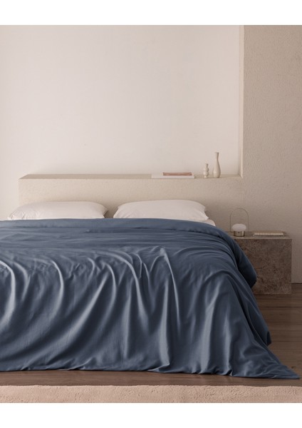 Ciel King Size %100 Pamuk Saten Nevresim - Koyu Mavi