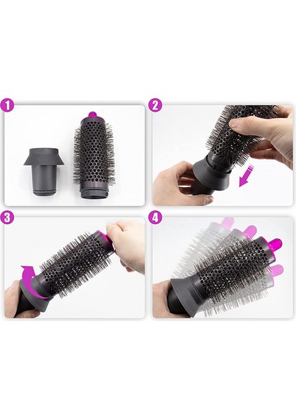 Dyson Airwrap Styler / Supersonic Saç Kurutma Makinesi Aksesuarları Için Silindir Tarak ve Adaptör, Saç Kıvırma Aleti, Gül Kırmızısı ve Gri (Yurt Dışından)