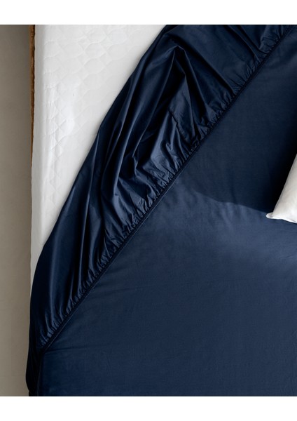 Manon Tek Kişilik %100 Pamuk Ranforce Lastikli Çarşaf Takımı - Lacivert fırsatları