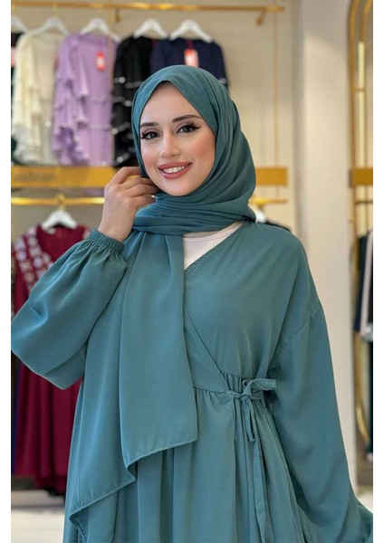 Şallı Kruvaze Namaz Elbisesi 6027 Mint fırsatları