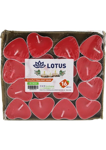 16PCS Kalpli - Kırmızı Tea Light Mum (K0)