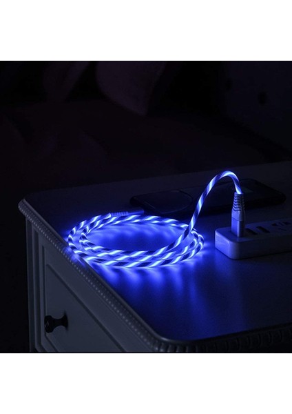6,6 Ft LED C Tipi Telefon Şarj Kablosu USB C Akan Işık Galaxy S10 Note9 8, V30, Piksel Için USB Kabloları (Yurt Dışından)