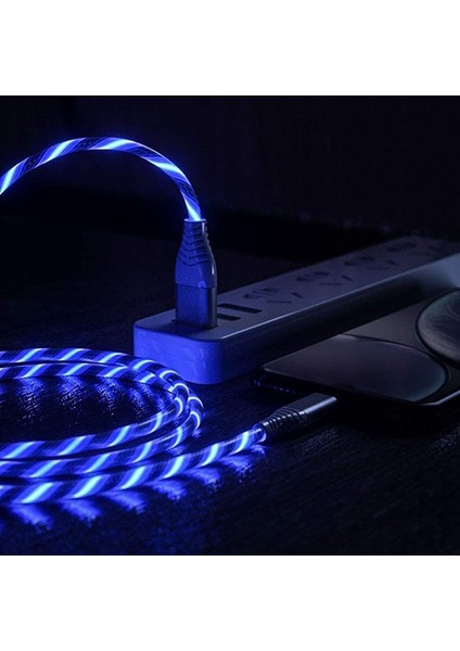 6,6 Ft LED C Tipi Telefon Şarj Kablosu USB C Akan Işık Galaxy S10 Note9 8, V30, Piksel Için USB Kabloları (Yurt Dışından)