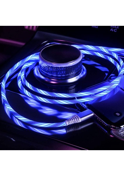 6,6 Ft LED C Tipi Telefon Şarj Kablosu USB C Akan Işık Galaxy S10 Note9 8, V30, Piksel Için USB Kabloları (Yurt Dışından)