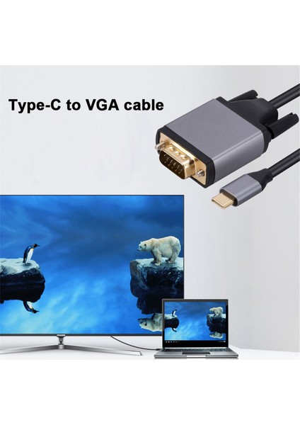 Tip C - VGA Kablosu USB 3.1 - VGA Adaptörü 10 Gbps Hd Ekran Kablosu Pc Dizüstü Monitör Için (Yurt Dışından)