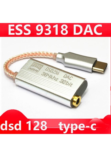 Dac ES9318 USB Tip C Kulaklık Adaptörü Hifi Çözme Amp Adaptörü Ses Kartı Android Tip C Için 3.5 mm (Yurt Dışından)