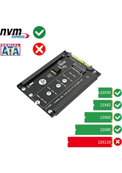 M.2 Nvme Anahtar M Ssd'den SFF-8639 U.2 Adaptör Yükseltici Dönüştürücü Çerçeve Braketi Desteği 2230 2242 2260 2280 M.2 SSD (Yurt Dışından)