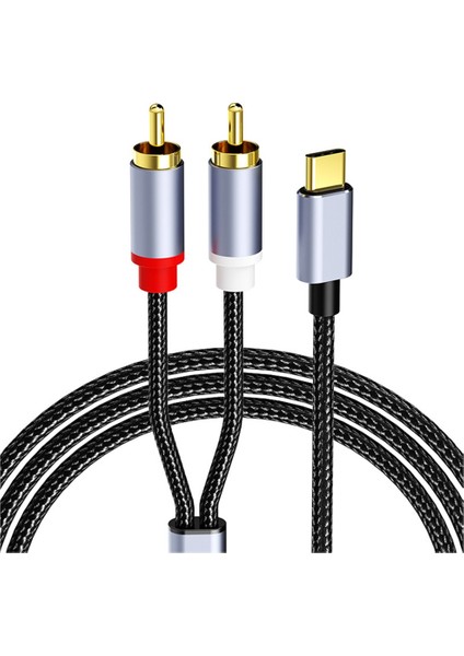 USB C - 2rca Ses Kablosu Adaptörü Tip-C - Çift Rca Ses Video USB Kablosu Telefon, Tablet, 1m ile Uyumlu (Yurt Dışından)