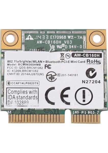 Azurewave BCM94360HMB Wıfı Kartı 802.11AC 1300 Mbps Wıfı Kablosuz Wıfı Bt 4.0 Mini Pcı-E Kartı (Yurt Dışından)