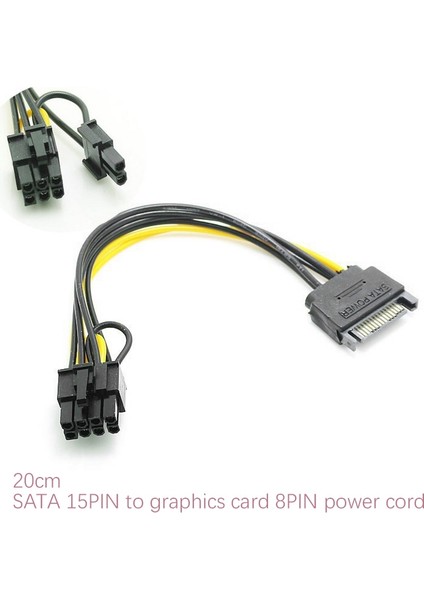 15PIN Sata Erkek - 8pin(6+2) Pcı-E Güç Kaynağı Kablosu Sata Kablosu 15-Pin - 8 Pin Kablo 18AWG Tel Grafik Kartı Için (1 Adet) (Yurt Dışından)