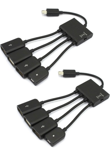 2 Adet 4 Port-Usb Otg Hub Kablo Konektörü Spliter Adaptörü Android Tablet Bilgisayar Pc Için Güç Şarj (Yurt Dışından)