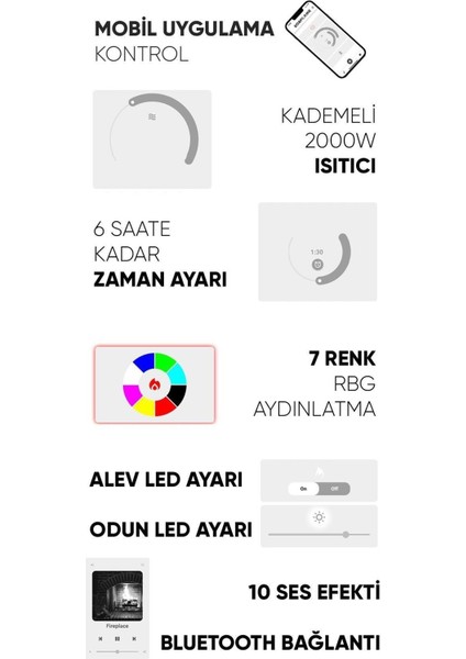 Korvista - 100 cm Üç Açık Şömine