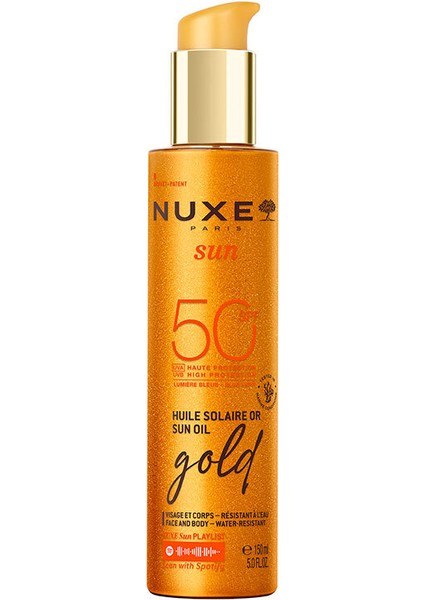 Sun - Altın Işıltılı Bronzlaştırıcı Güneş Koruyucu Yağ SPF50 150 ml