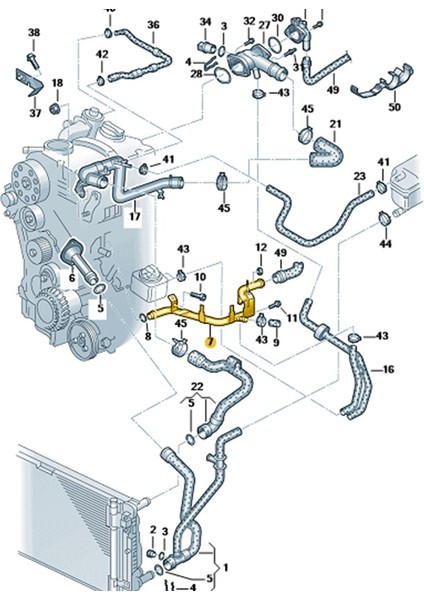 Audi A6 2002-2004 1.9tdi Awx Motor Devirdaim Su Borusu 038121065BH