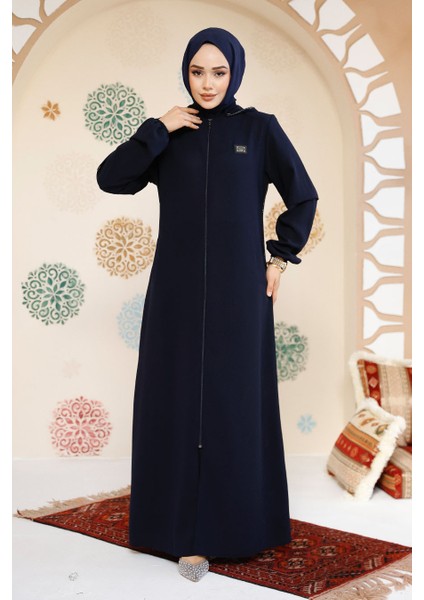 Fermuarlı Lacivert Tesettür Abaya 61362L fiyatları