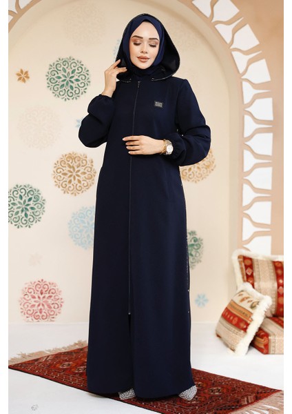 Fermuarlı Lacivert Tesettür Abaya 61362L indirimleri